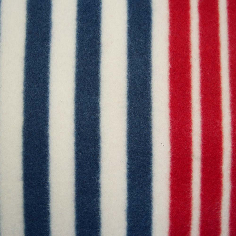 Blue, red and white striped picnic blanket