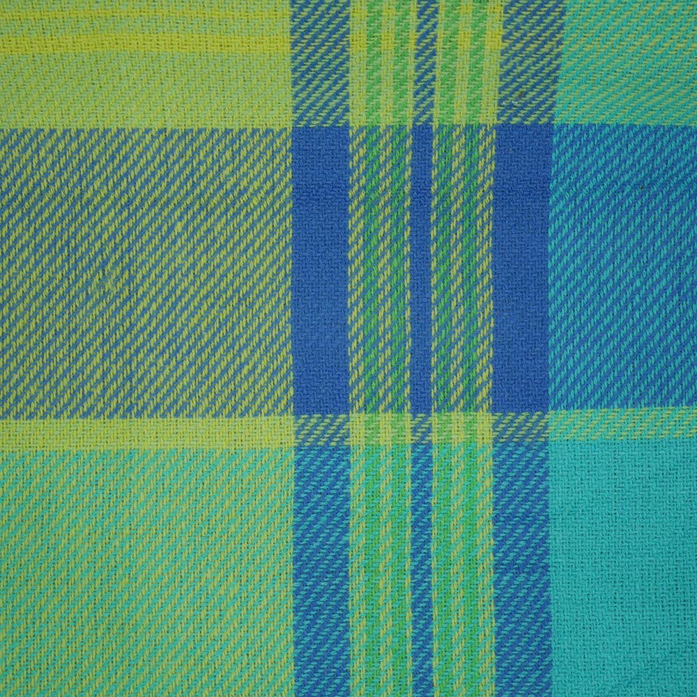 Close up of tartan fabric for beach blanket