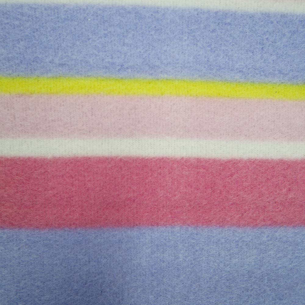 Close up of purple and pink striped picnic rug