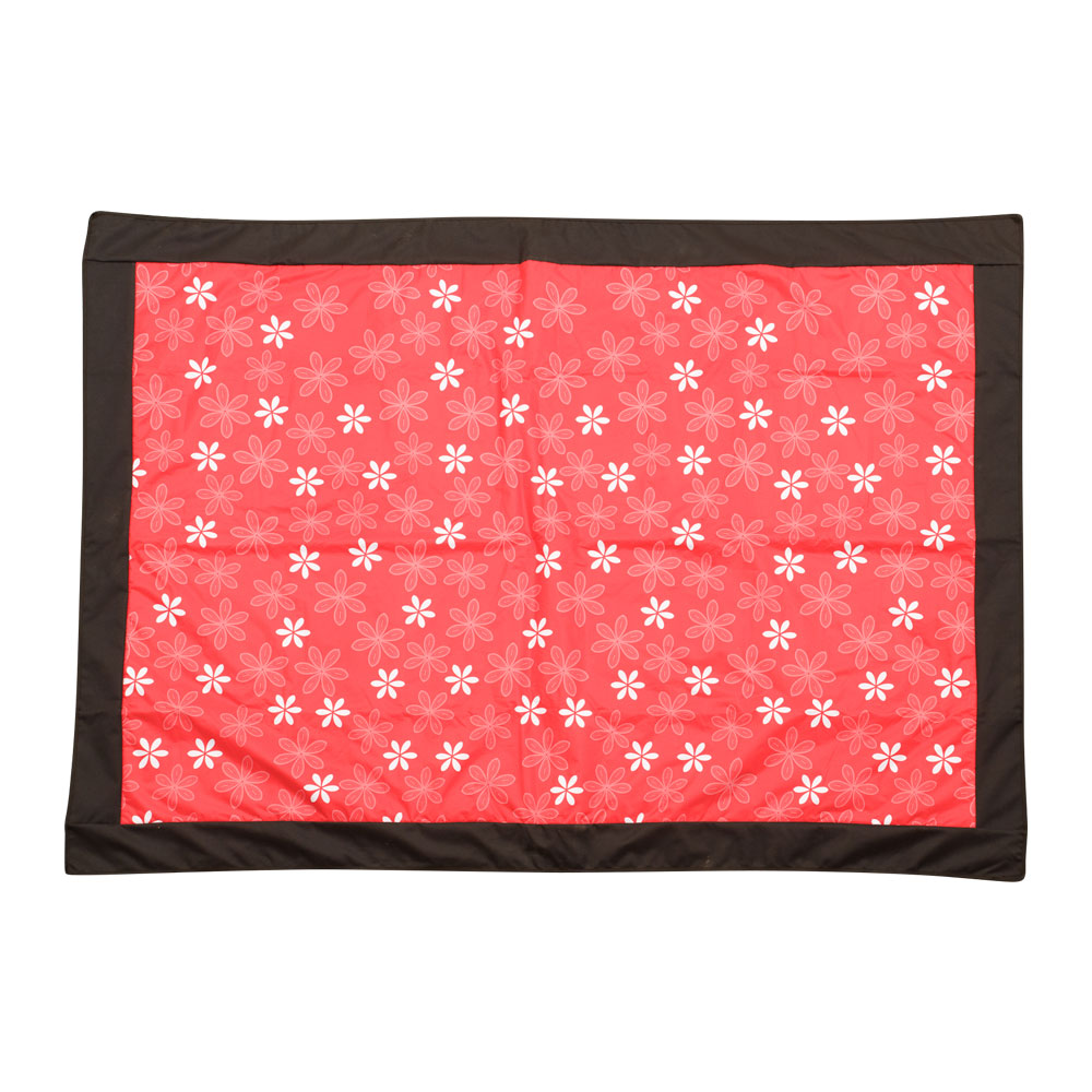 Red Picnic Rug with Floral Pattern
